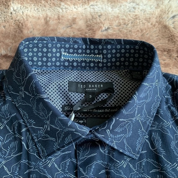Ted Baker Twinkel Bird Print Shirt Navy - Picture 4 of 12